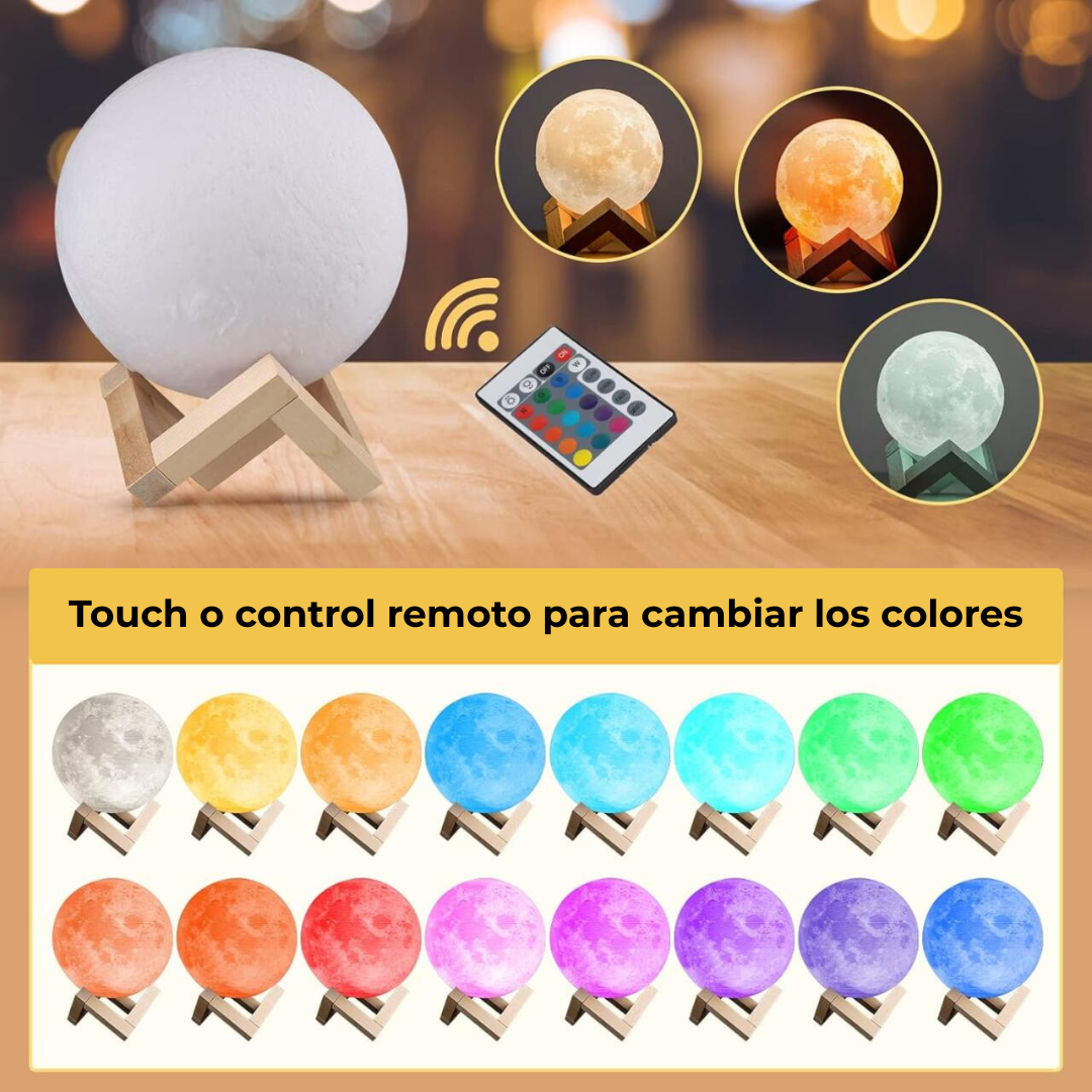 LunaMágica™ - Lámpara Luna 16 Colores Mando Distancia