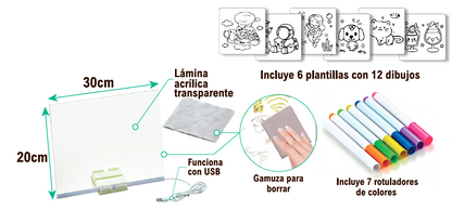 LumiKids Pad™- Pizarra con luz LED 20x30 Grande